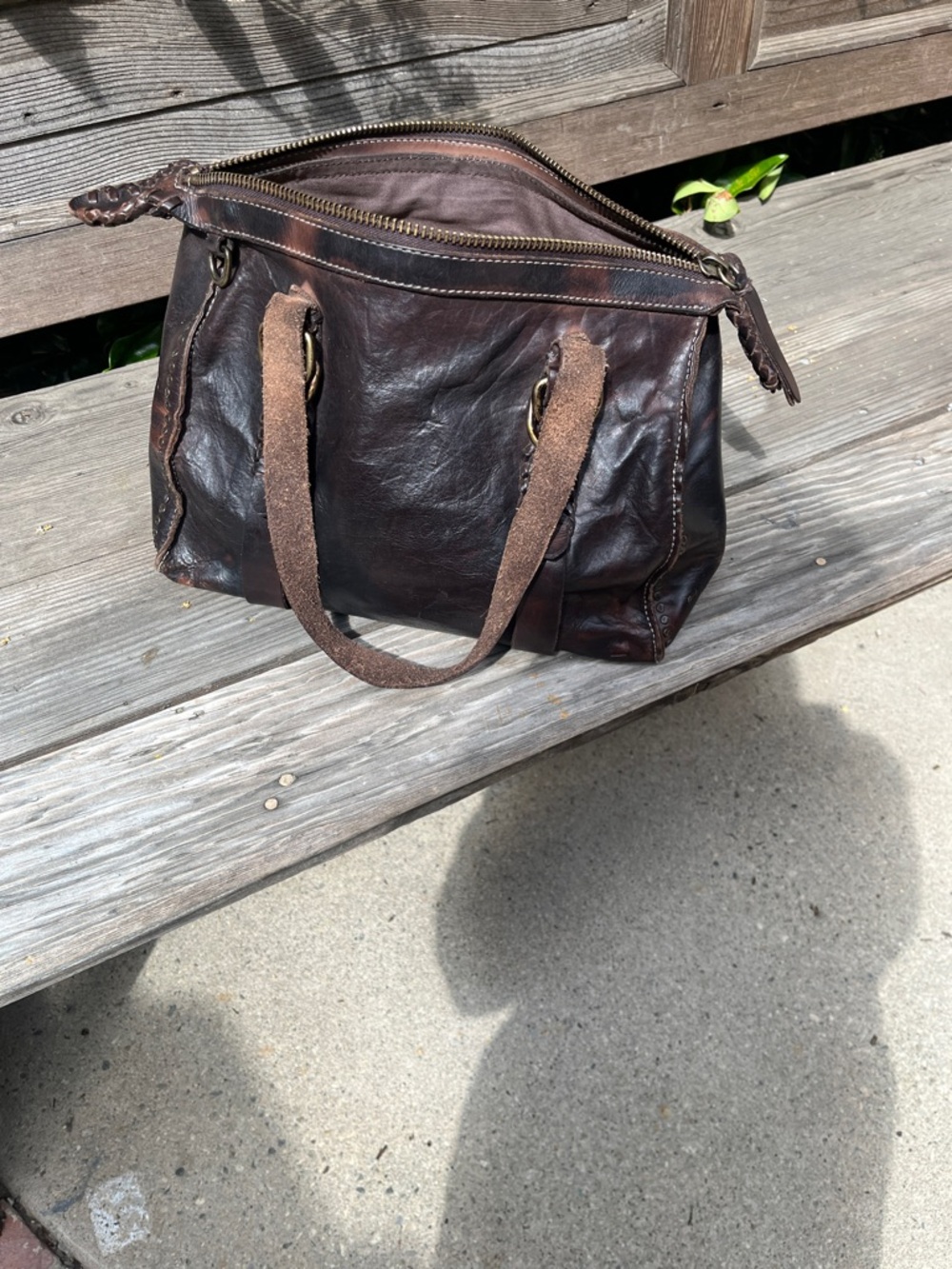 FRYE AND CO. Dark Brown Leather travel bag leather Handles